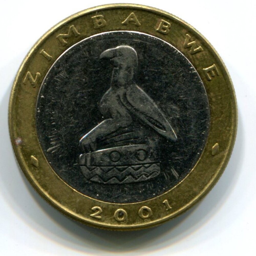 2001 Zimbabwe Bimetallic Rhino $5 Coin (b489-26)